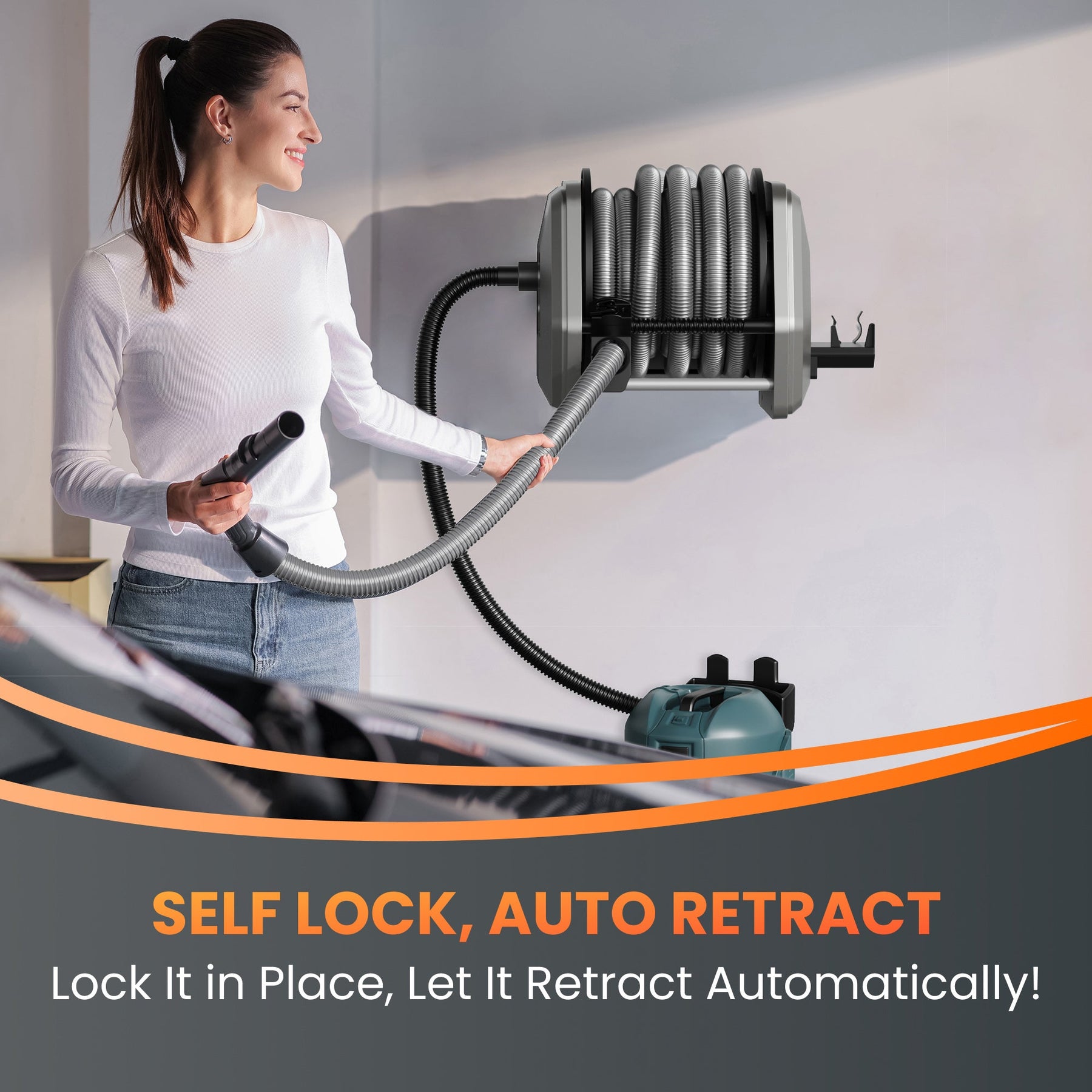 Retractable Vacuum Extension Hose Reel-1-1/4in-30ft
