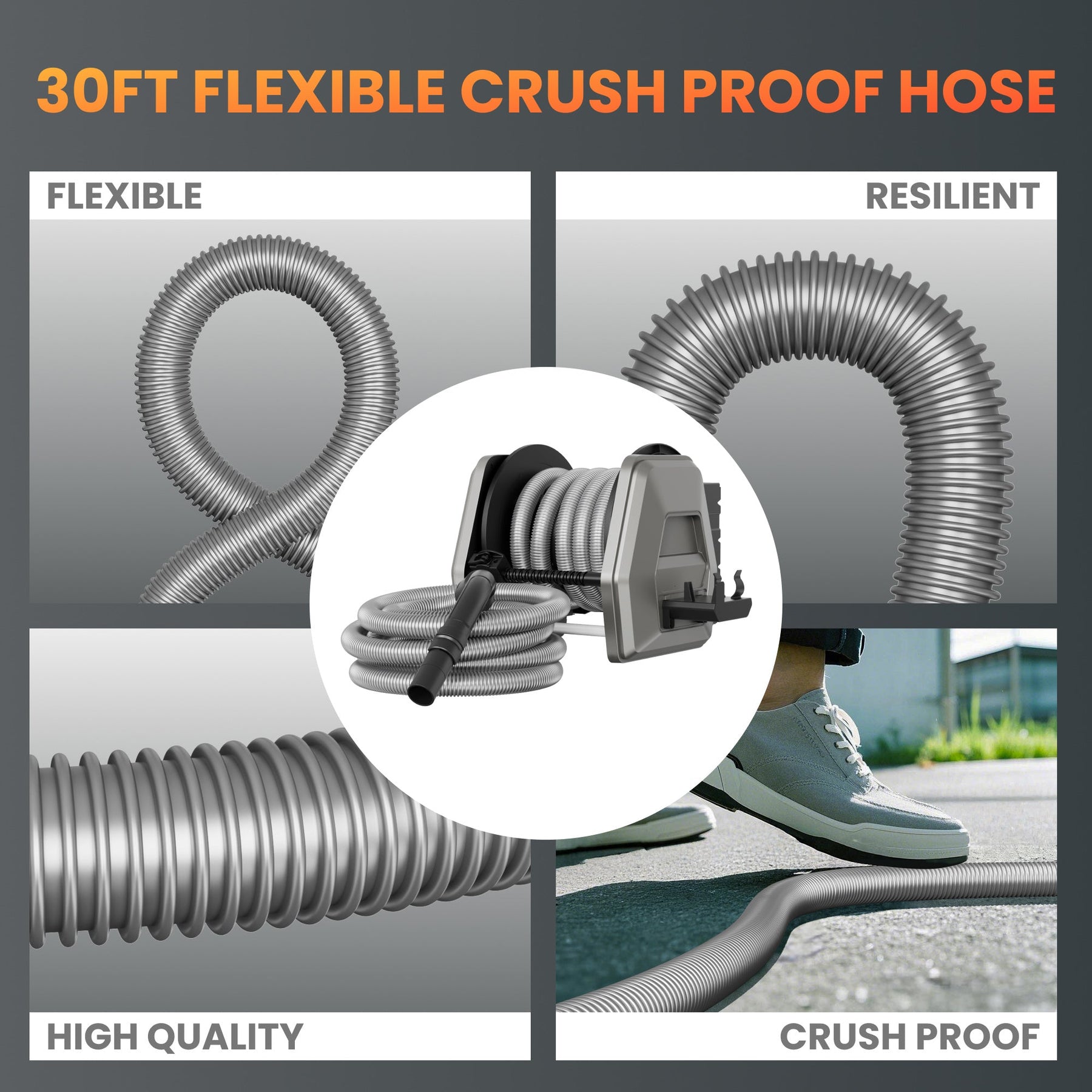 Retractable Vacuum Extension Hose Reel-1-1/4in-30ft