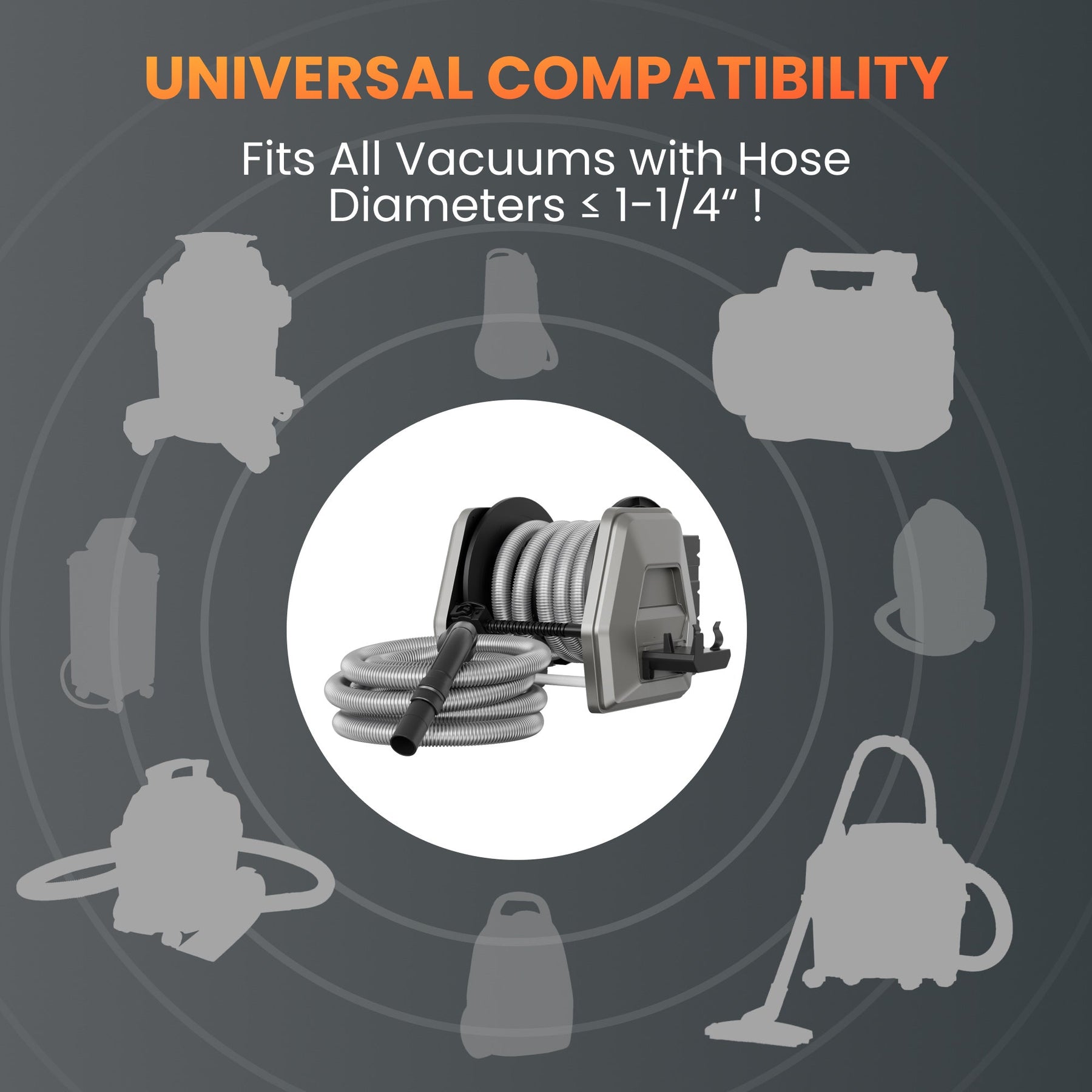 Retractable Vacuum Extension Hose Reel-1-1/4in-30ft