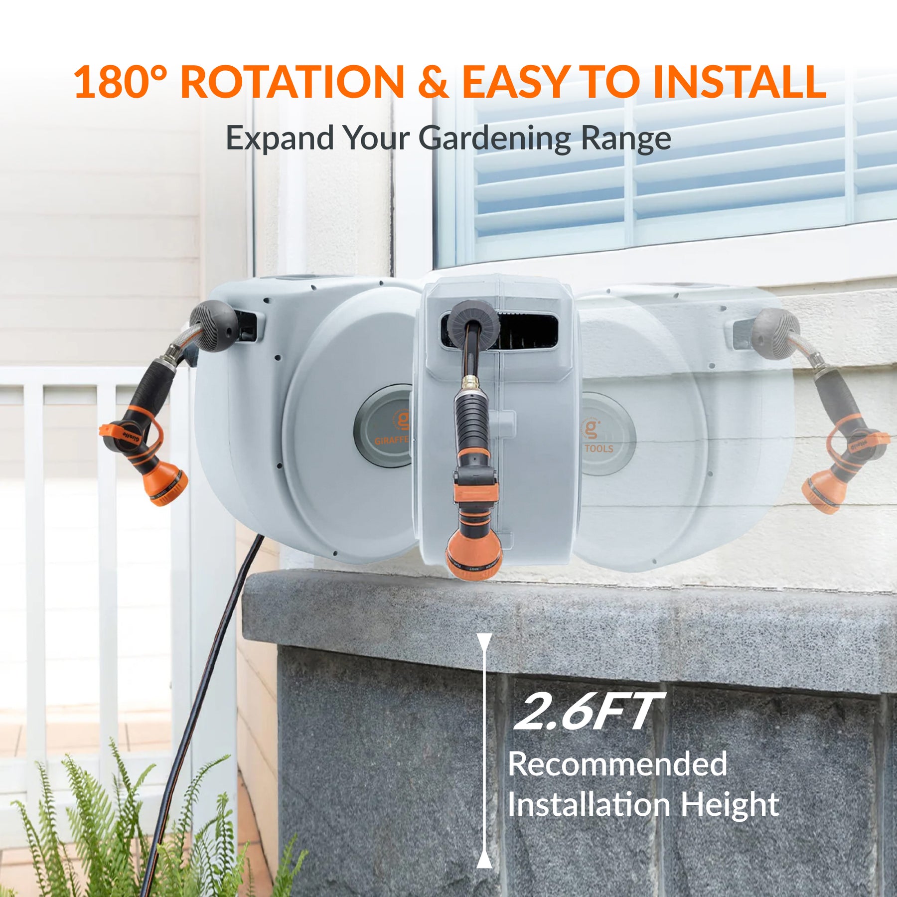 Retractable Garden Hose Reel-5/8in-65ft