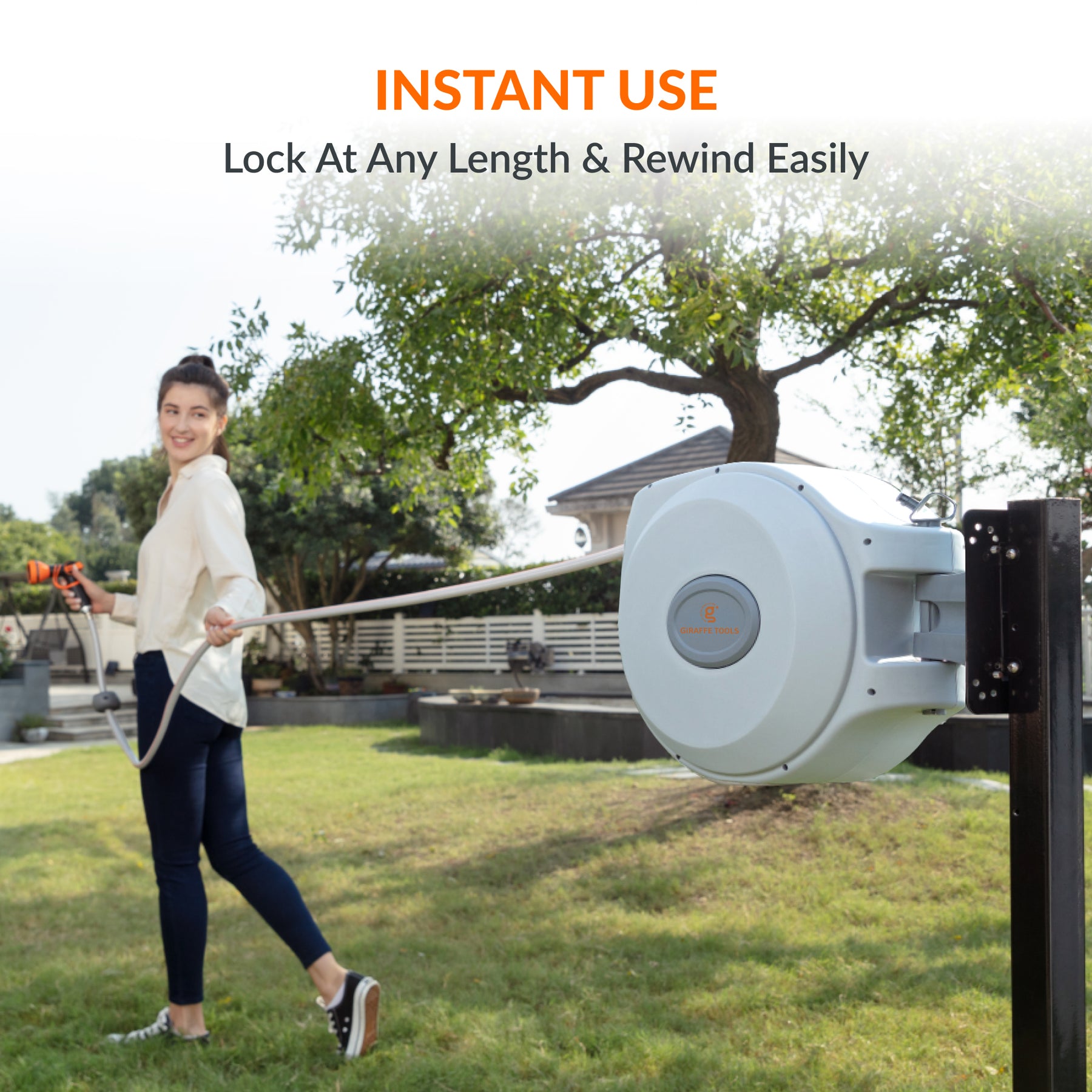 Retractable Garden Hose Reel-5/8in-65ft